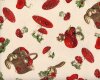 Griffiger Patchwork-Baumwollstoff Fliegenpilze mit Eichhörnchen, rot-natur