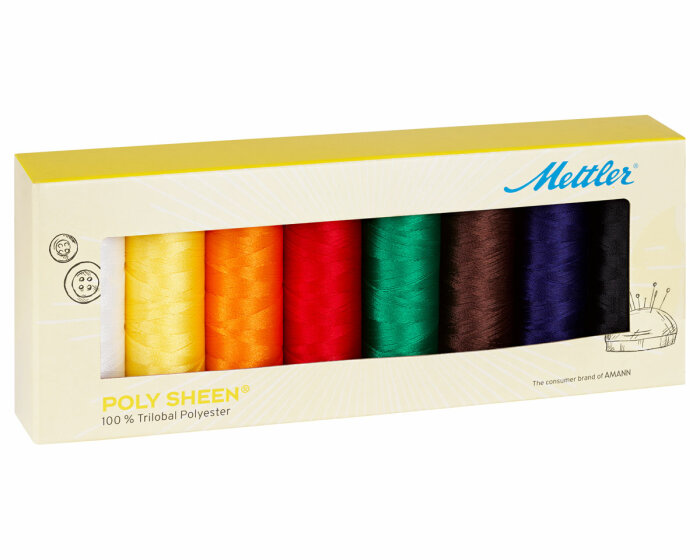 Stickgarnset POLY SHEEN, 200 m, 3 Varianten, Mettler 8 Garne im Set