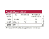 Zwischenmass Schnittmuster KORSAGE MIT RUNDAUSSCHNITT, 168 M (Mittlerer Umfang)
