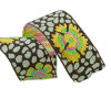 Webband GUINEA FLOWER, Blumen auf Tupfen-Grund, 22 mm breit, 2 Farben, rosa-schwarz