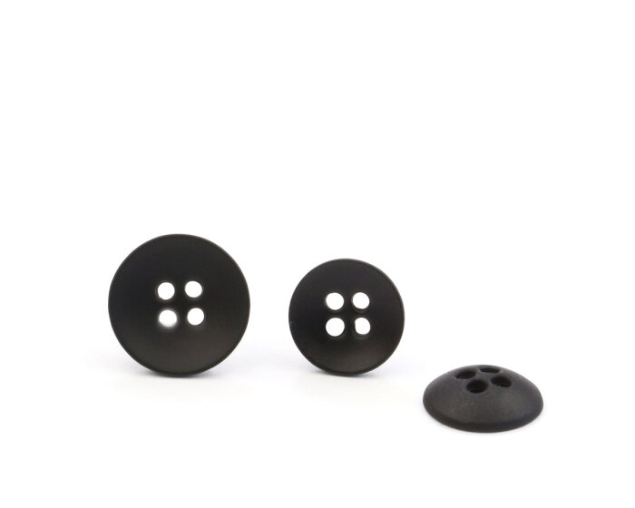 Silikon-Metallknopf JUMMI, Halbschale, 2 Größen, schwarz 15 mm