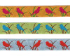 Webband BIRDS, Vögel auf Ästen, 24 mm breit, 3 Farben, orange-fuchsia