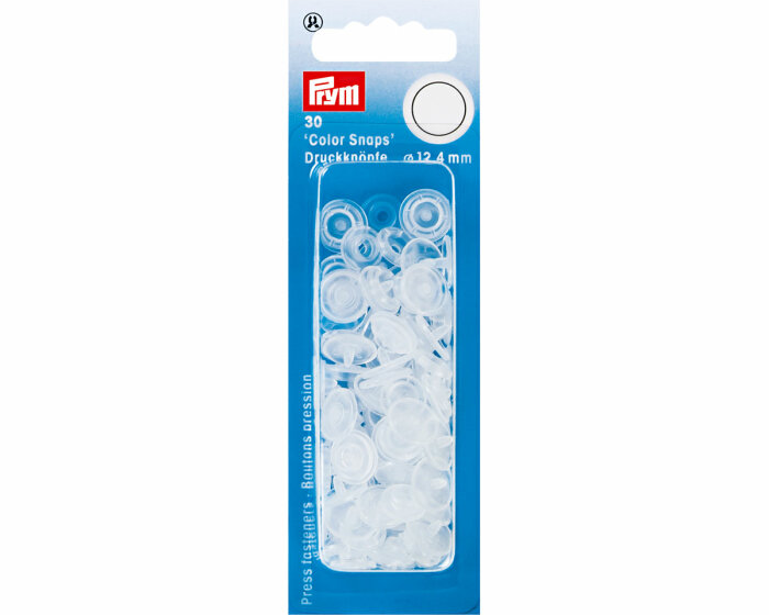 Kunststoff-Druckknöpfe COLOR SNAPS, 43 Farben, Prym transparent glänzend