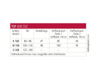 Zwischenmass Schnittmuster FESTLICHES TOP MIT KRAGEN, 168 M (Mittlerer Umfang)