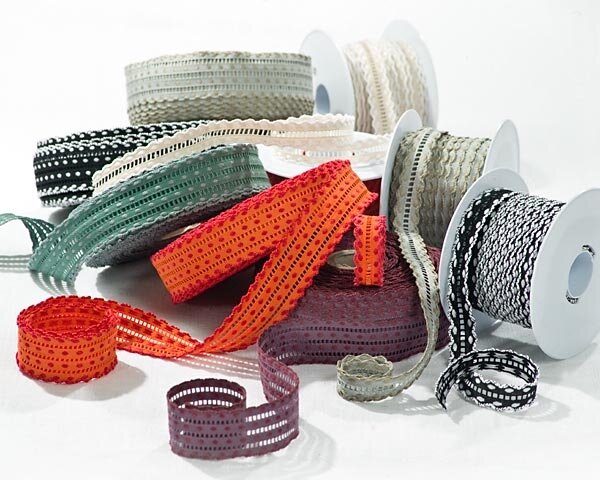 Jacquard-Hohlsaumband CORYN, 2 Breiten, 6 Farben, orange-rot, 28 mm