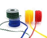 Zacken-Samtband RIC RAC, 12 Farben dunkelgrün 5 mm