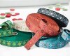 Jacquardband PERCEVAL, französisches Muster, 30 mm breit, 5 Farben, tannengrün-limette