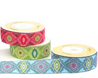 Webband ALCHEMY, Blüten-Ornamente, 50 mm breit, 3...