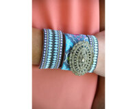 Webband ALCHEMY, Blüten-Ornamente, 50 mm breit, 3 Farben, hellgrün