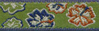 Satinband MARGAUX, Blüten, gewebt moosgrün-blau