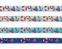 Webband MARINE FEELING, Strand-Utensilien, 15 mm breit, 4 Farben, blau