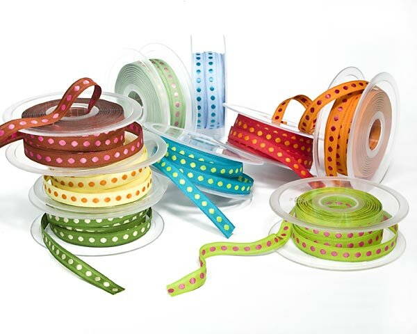 Rips-Webband POIS, Punkte, 10 mm, 20 Farben, braun-rosa