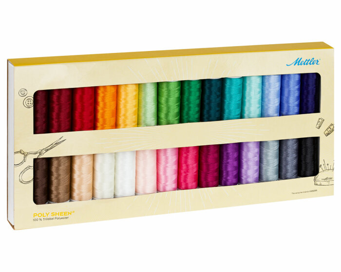 Stickgarnset POLY SHEEN, 200 m, 3 Varianten, Mettler 28 Garne im Set