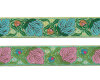 Webband ALCHEMY, Blätterknospen, 38 mm breit, 2 Farben, rosa