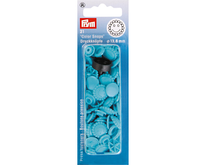 Druckknöpfe Color Snaps BLUMEN, Prym Love hellblau