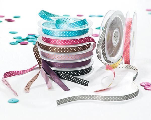 Satinband ELOISE, Pünktchen, 10 mm breit, 8 Farben, fuchsia-rosa