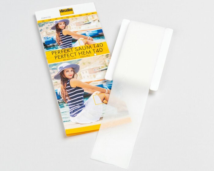 3 m PERFEKT SAUM T40, weiß und schwarz, Vlieseline, weiß