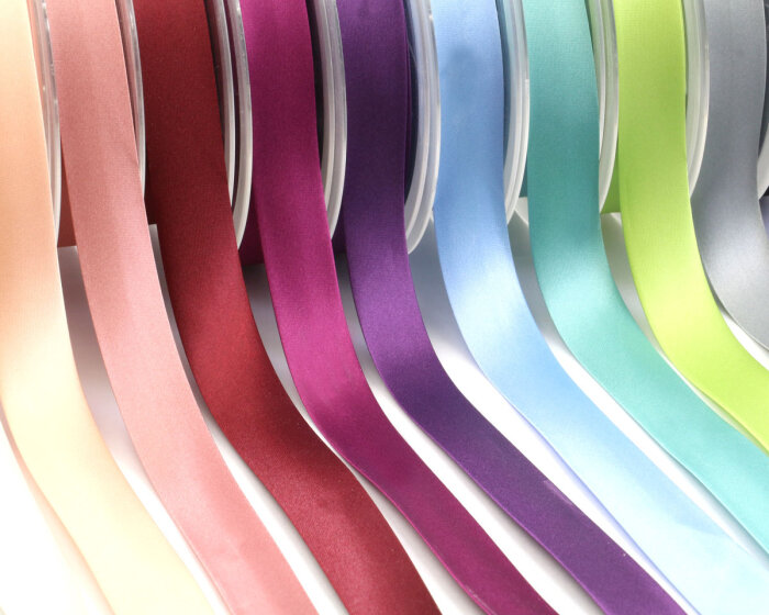 Satin-Schrägband MONOCHROME, einfarbig gedecktes dunkelblau