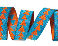 Webband GEZACKTES, Dreieckstreifen, 10 mm breit, 5 Farben türkis-orange