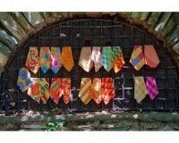 Batik-Patchworkstoff ARTISAN BATIKS, Karo, lachsrosa-moosgrün