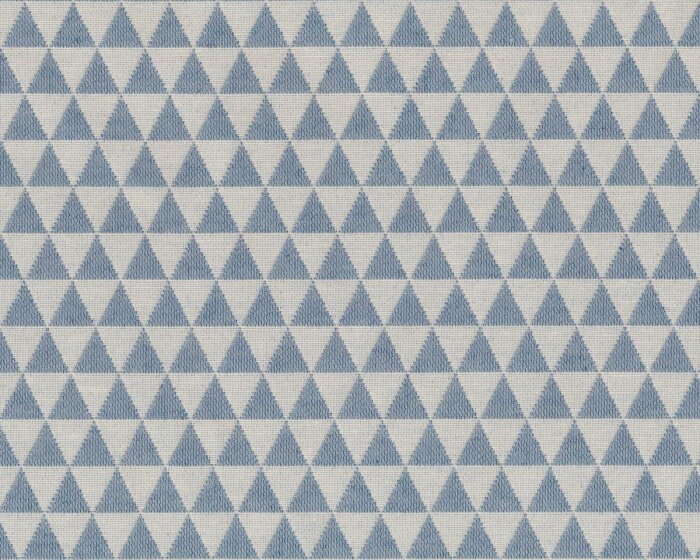 Jacquard-Dekostoff EMANUELLA, Dreiecke, jeansblau-wollweiß