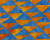 Batik-Patchworkstoff ARTISAN BATIKS, Dreiecke, orange-mittelblau