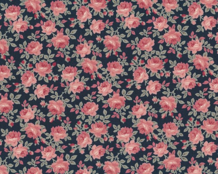 Patchworkstoff SWEET BLEND PRINTS, Hecken-Röschen, nachtblau-stumpfes altrosa, Moda Fabrics