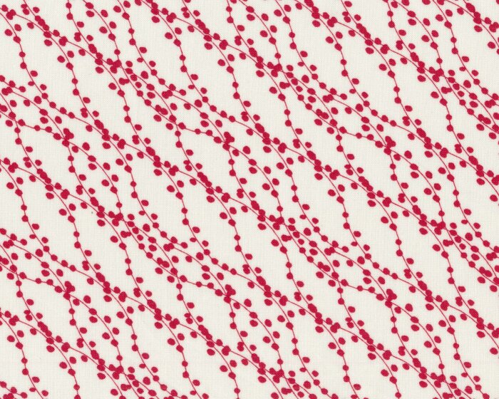 Patchworkstoff MERRY MERRY, Perlen-Wellen, gebrochenes weiß-dunkelrot, Moda Fabrics