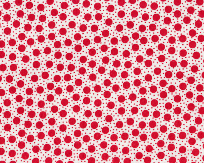 Patchworkstoff RED DOT...GREEN DASH, Punkte, weiß-rot, Moda Fabrics