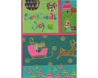 60-cm-Rapport Metallic-Patchworkstoff MERRY LITTLE CHRISTMAS, Weihnachtsbilder, grasgrün-fuchsia