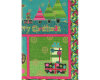 60-cm-Rapport Metallic-Patchworkstoff MERRY LITTLE CHRISTMAS, Weihnachtsbilder, grasgrün-fuchsia