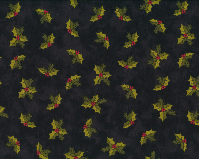 Patchworkstoff A MOOSE FOR CHRISTMAS, Ilex, anthrazit-olivgrün