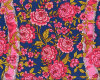 Patchworkstoff NEPTUNE & THE MERMAID, Rosenbouquets mit Borte, ultramarinblau-fuchsia