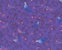 B-Ware Bio-Patchworkstoff BIRD & FLOWER, Vögel...