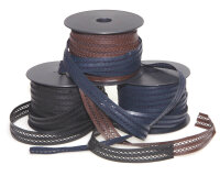 Hohlsaum-Borte KUNSTLEDER, 22 mm, 3 Farben braun