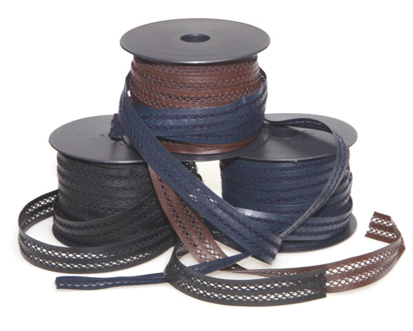 Hohlsaum-Borte KUNSTLEDER, 22 mm, 3 Farben schwarz