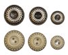 Antiker Metallknopf GOTHIC mit runden Prägungen, echt versilbert, 3 Größen,  2 Designs weiss 15 mm