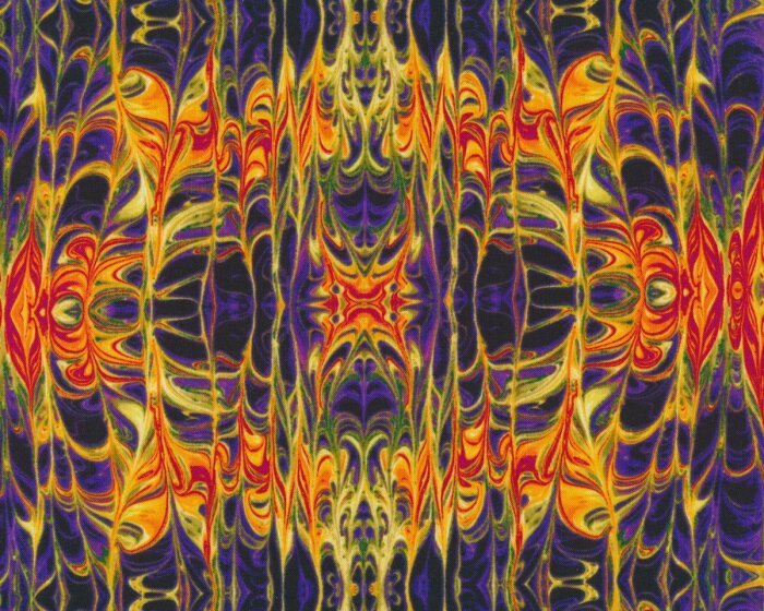 Patchworkstoff KISMET LIQUID LACE, Marmor-Kaleidoskop-Muster, gelb-lila