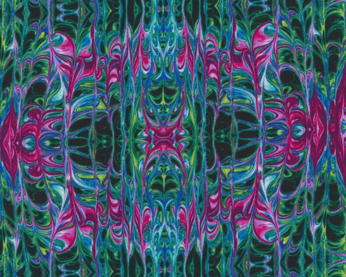 Patchworkstoff KISMET LIQUID LACE, Marmor-Kaleidoskop-Muster, grün-pink