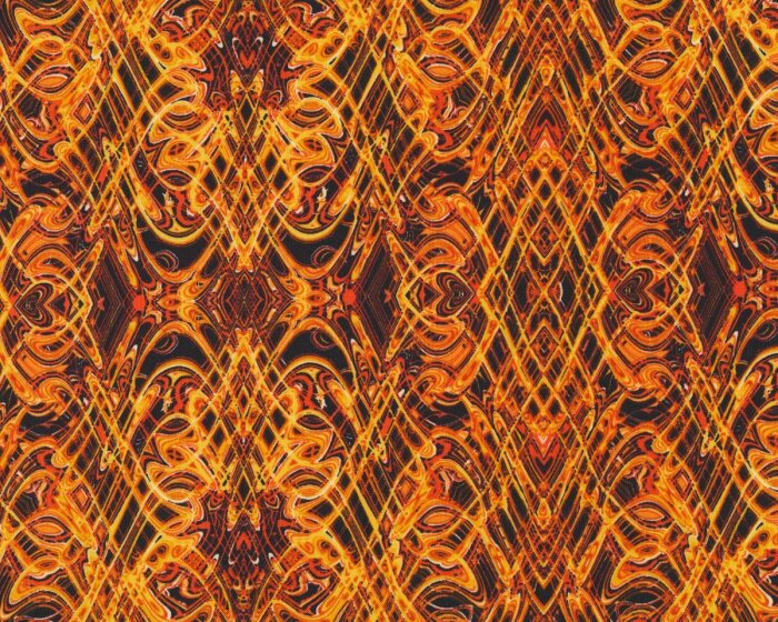 Patchworkstoff KISMET FLASH DANCE, Wellen-Kaleidoskop-Muster, orange
