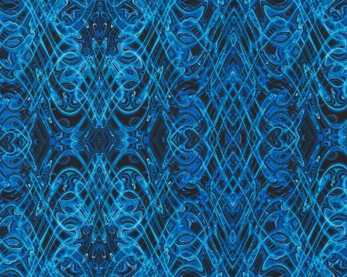 Patchworkstoff KISMET FLASH DANCE, Wellen-Kaleidoskop-Muster, aquablau