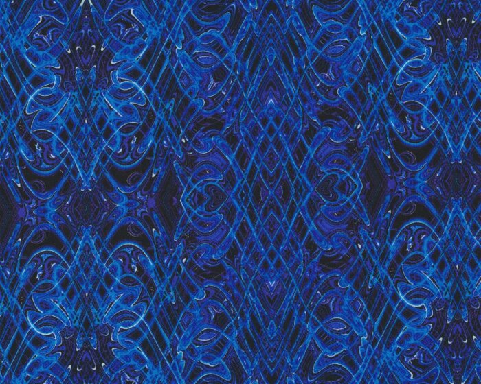 Patchworkstoff KISMET FLASH DANCE, Wellen-Kaleidoskop-Muster, ultramarinblau