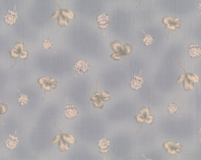 Patchworkstoff ANTIQUE, Kleeblätter, helles blaugrau-steingrau