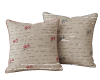 Halbleinen-Dekostoff SHABBY CHIC, Schrift und Rosen, natur-lachsrot