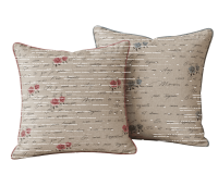 Halbleinen-Dekostoff SHABBY CHIC, Schrift und Rosen,...