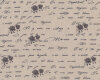 Halbleinen-Dekostoff SHABBY CHIC, Schrift und Rosen, natur-anthrazit