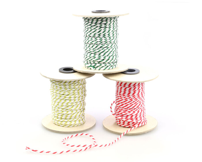 Leinenkordel BÄCKERGARN, zweifarbig, 6 Farbdesigns weiss-grün