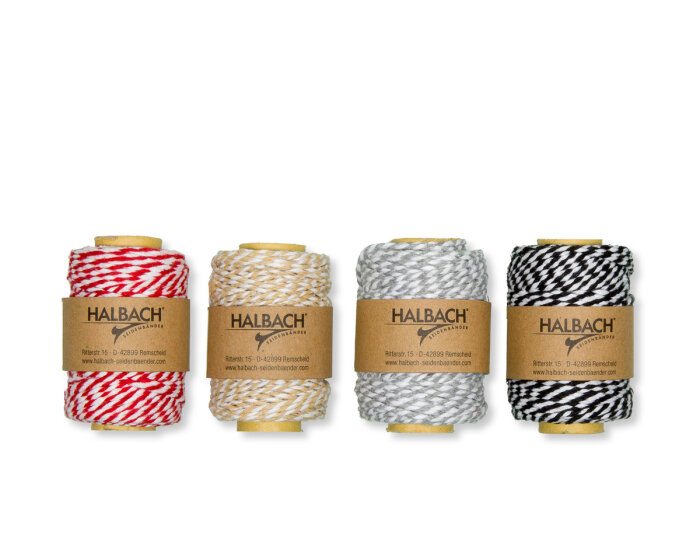 BÄCKERGARN, 25 m Rolle, 4 Farben weiß-natur