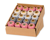 BÄCKERGARN, 25 m Rolle, 4 Farben weiß-rot