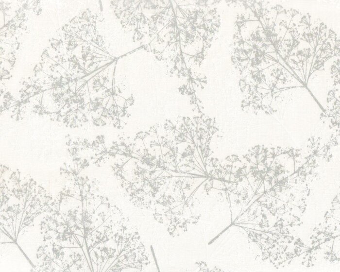 Metallic-Patchworkstoff SPARKLE AND FADE, Blüten-Dolden, gebrochenes weiß-silber